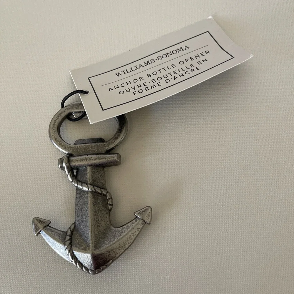 Williams Sonoma Anchor Bottle Opener Nautical Coastal Handheld Beer Barware‎ New